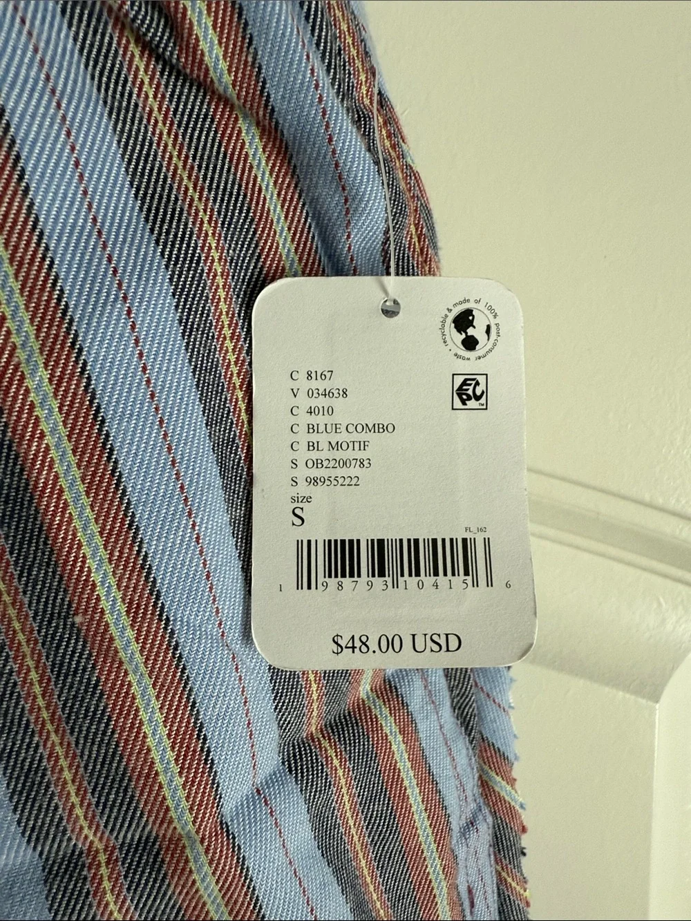 Free People Day to Day Flannel Boxer Shorts Blue Combo